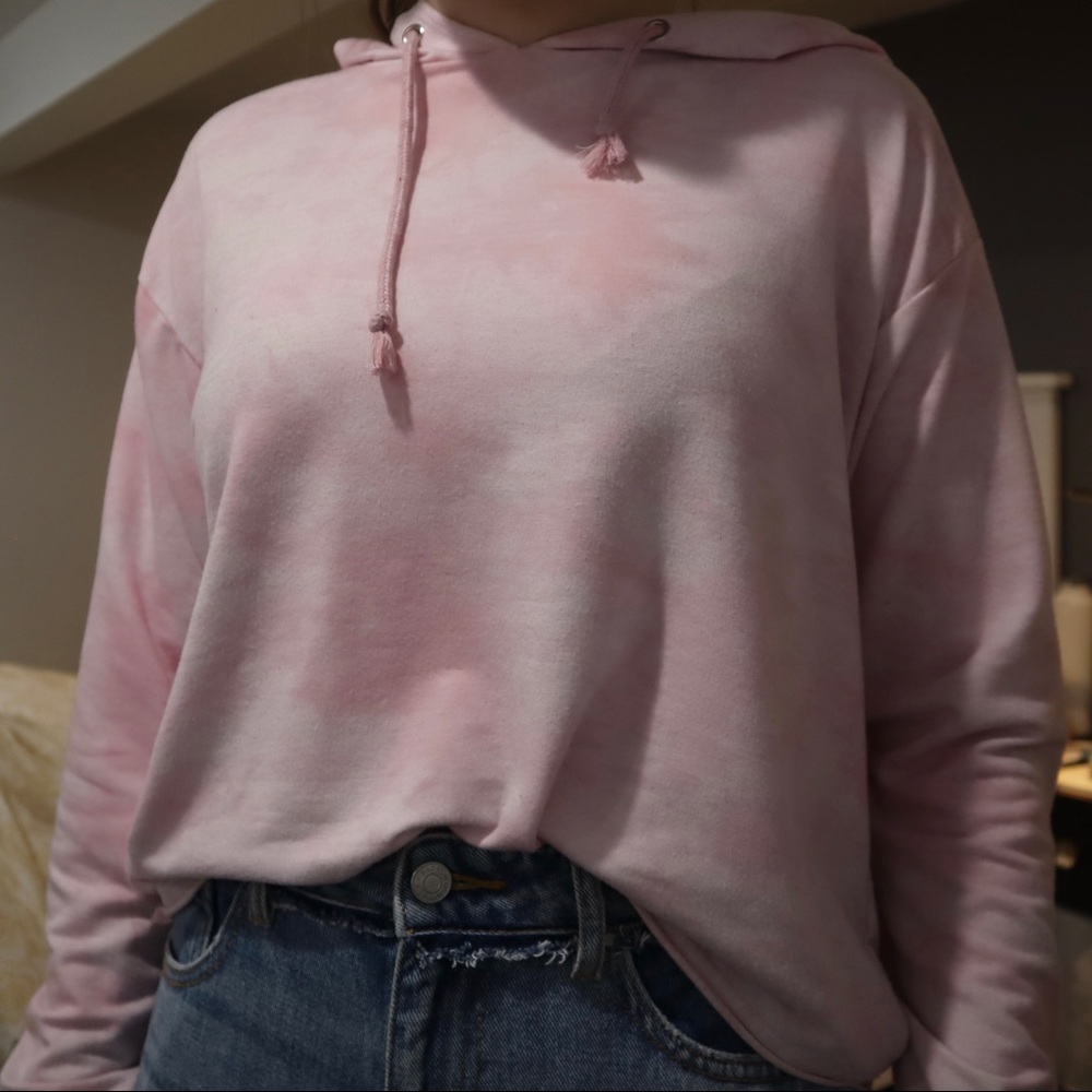 pink tie dye hoodie shirt